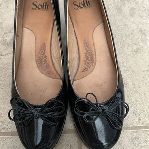 Black patent leather heels